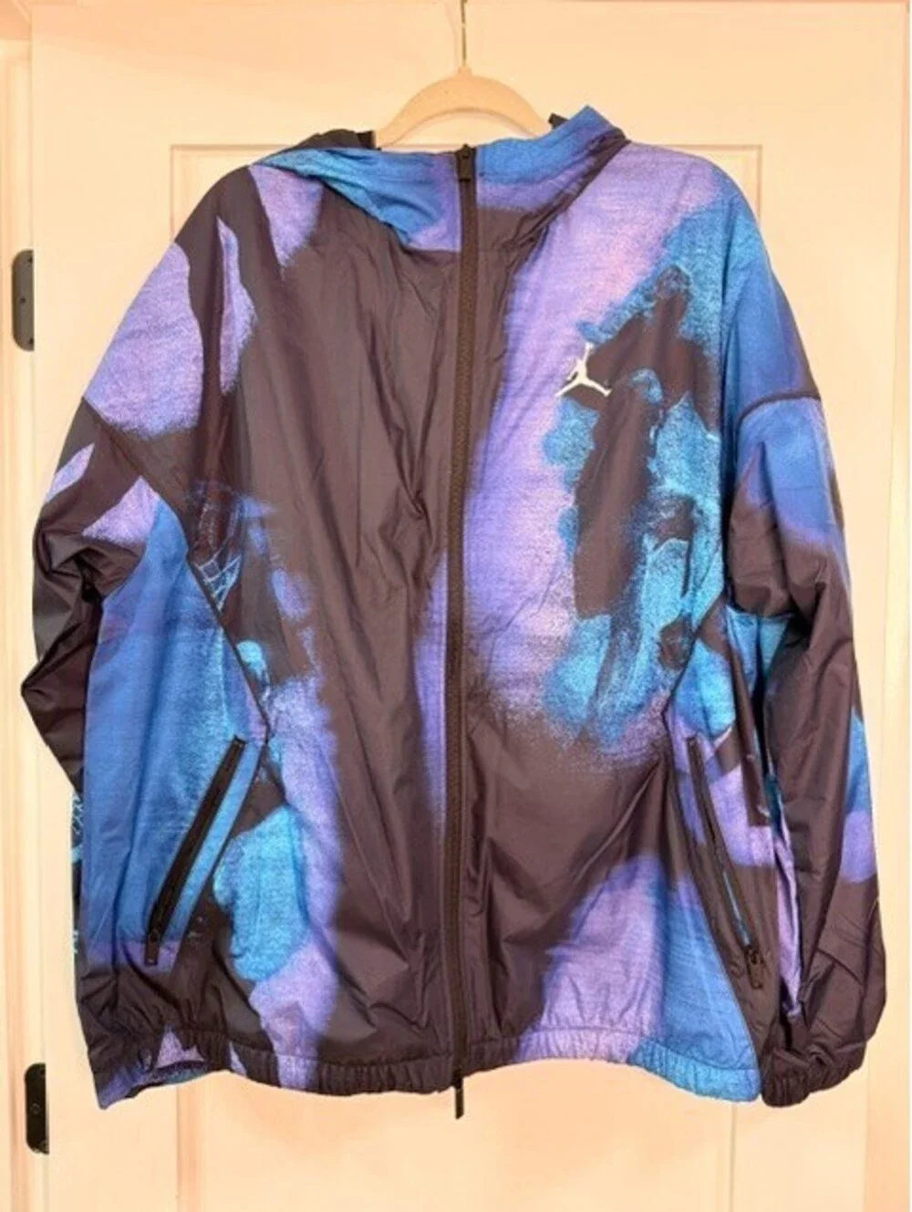 Air Jordan Hooded Windbreaker Jacket Men's XL Blue Black Full Zip NWT MSRP $125